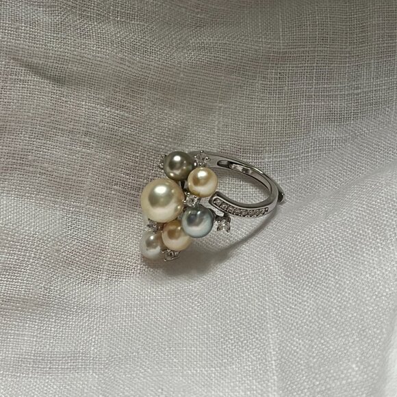 ✨925 Silver Plated Gorgeous Authentic Akoya Pearl Ring 💍 - Picture 2 of 3